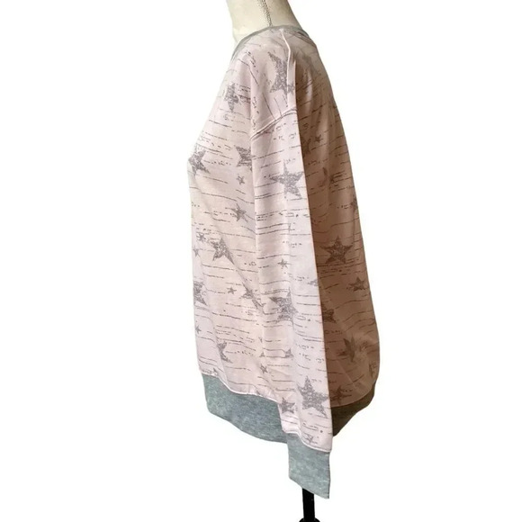 Splendid Pink Gray Star Lounge Sweatshirt Small Cozy Soft Pullover Casual - Picture 3 of 16
